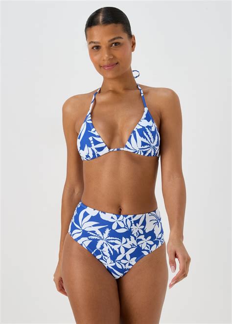 Blue Floral Bikini Triangle Top Matalan