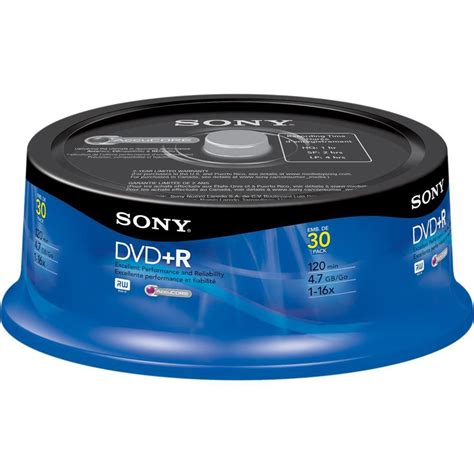 Sony 4 7GB DVD R Recordable Disc 30 Pack Spindle 30DPR47RS4