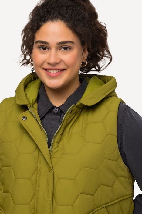 Veste Longue Matelassée Hyprar Sans Manches Jeu De Matelassages Capuche Et Fermeture à