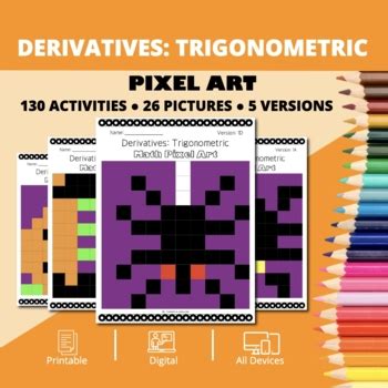 Halloween Math Derivatives Trigonometric Pixel Art Mystery Pictures By