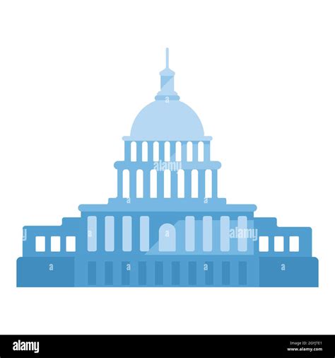 United States Capitol Building Exterior In Flat Style Stock Vector