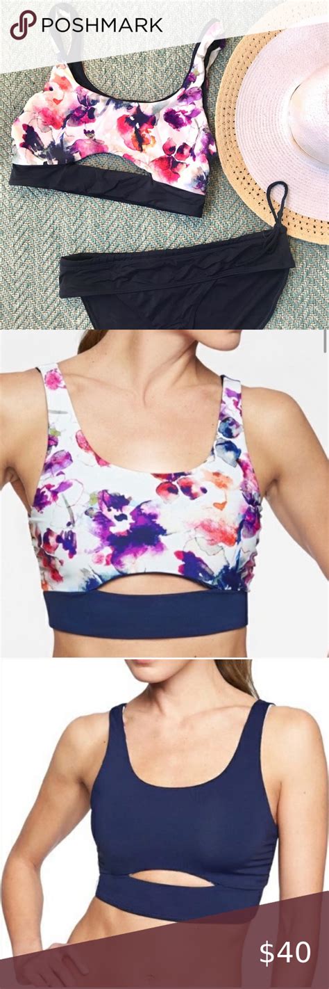 Athleta Blue Floral Reversible Bikini Bikinis Reversible Bikinis