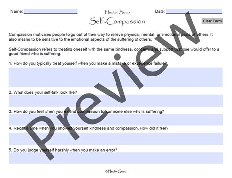 Self Compassion Worksheet Etsy