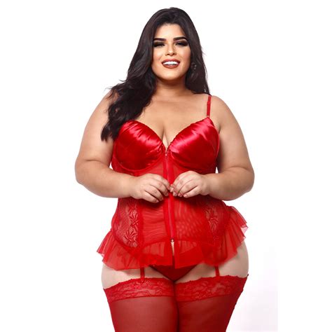 Espartilho Plus Size Bojo Cetim Com Tule E Renda Macler