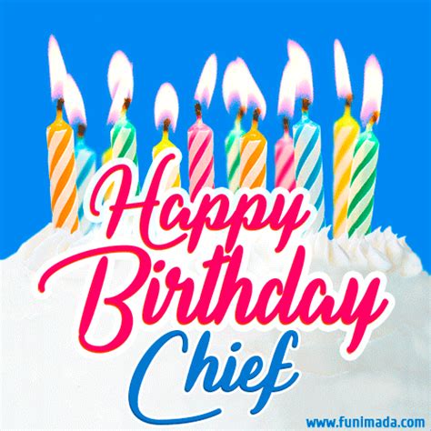 Happy Birthday GIF for Chief with Birthday Cake and Lit Candles ...