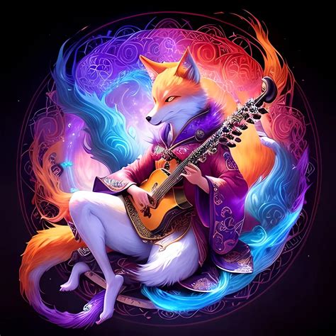 Charismatic Kitsune Bard In A Magical Realm Vibrant Openart