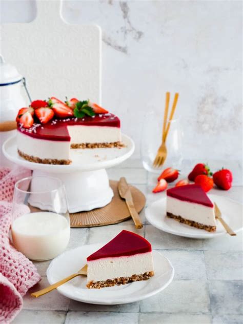 Veganer No Bake Erdbeer Cheesecake Himmlisch Cremig Leicht