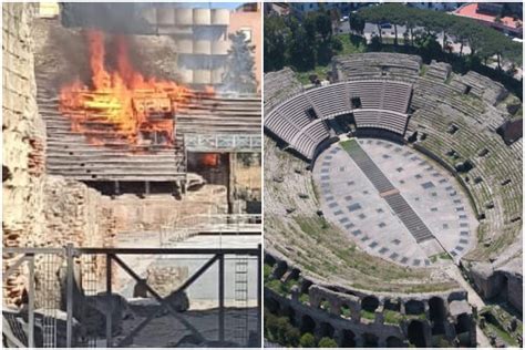 A Pozzuoli Brucia La Storia In Fiamme Le Gradinate Dell Anfiteatro