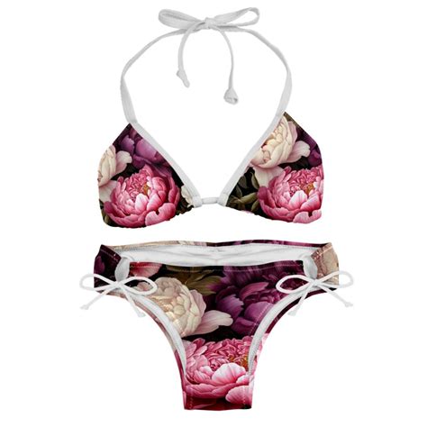 Peony Detachable Sponge Adjustable Strap Bikini Set Two Pack Swim