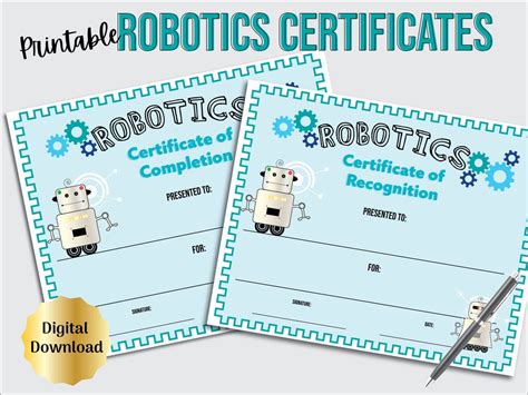 Printable Robotics Certificate Of Completion And Robotics Certificate