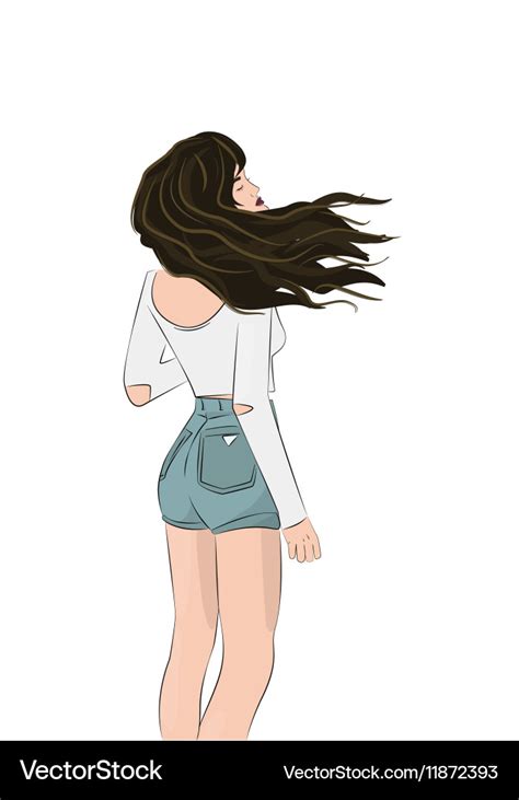 Girls Wind Blown Hair Pretty Royalty Free Vector Image