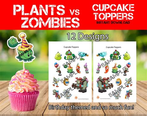 Plants Vs Zombies Inspired Cupcake Toppers Plants Vs Zombies Cupcake Hot Sex Picture