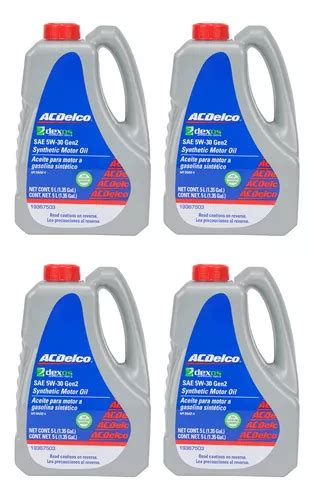 Kit Aceite Sintético Ac Delco 5w30 Dexos Gen2 4 Garrafas 5l Meses sin