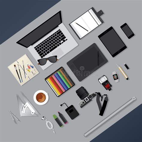 Flat Design Graphic Designer Workplace Concept Stock Vector