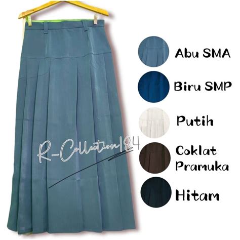 Jual Rok Rempel Pinggang Bawah Turun Pinggang Sekolah Kerja Hitam Putih