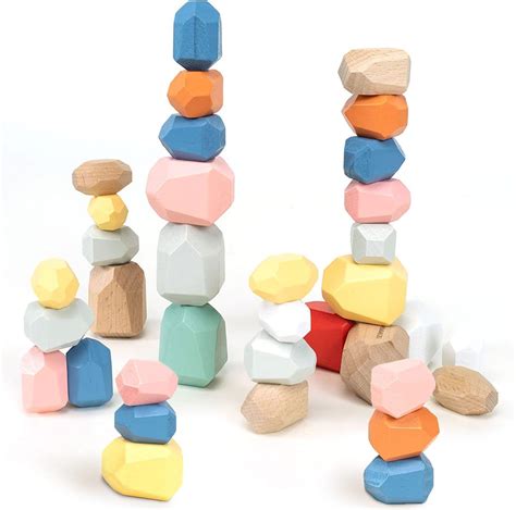 Amazon Wemmicks Pcs Montessori Wooden Stacking Balancing Stone