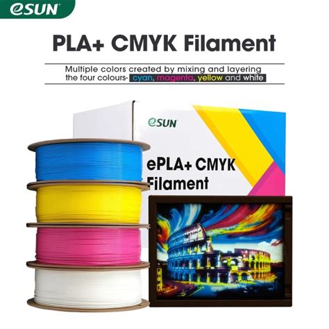 ESUN PLA 1 75mm Filament CMYK Bundle Cyan Magenta Yellow White