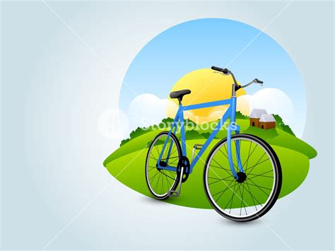 Vector Illustration Of A Bicycle On Abstract Nature Background Royalty ...