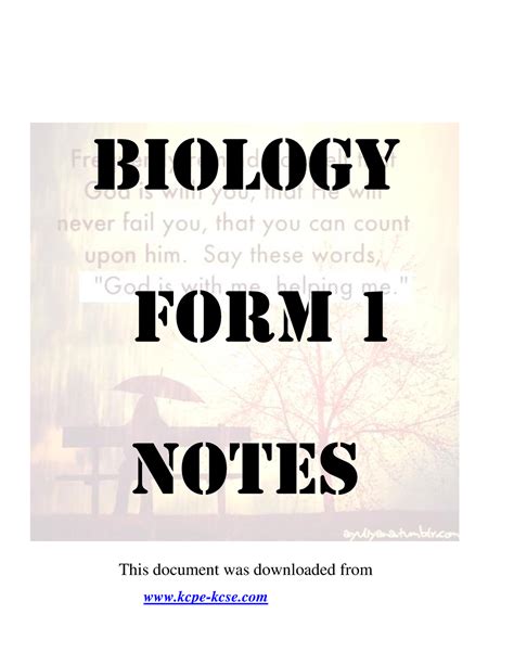 Biology Form 1 Notes Biology Form 1 Notes This Document Was