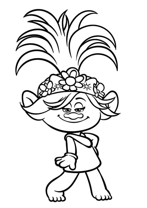 Dibujo Para Colorear De Poppy Poppy Es La Princesa De Los Trolls Es La Hija Del Rey Peppy