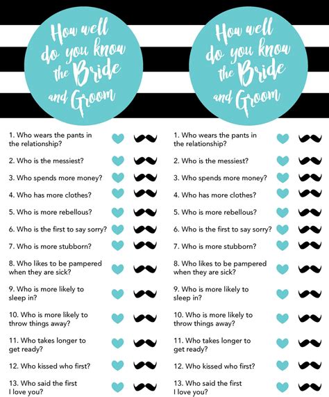 Bridal Shower Game Ideas Free Printable