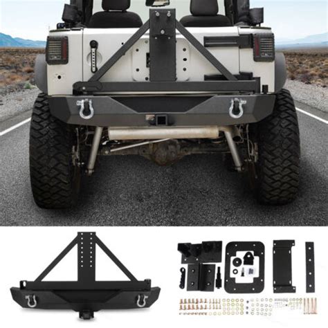 For 07 18 Jeep Wrangler Jk Rock Crawler Front Rear Bumper Winch Plate Led D Ring Ebay