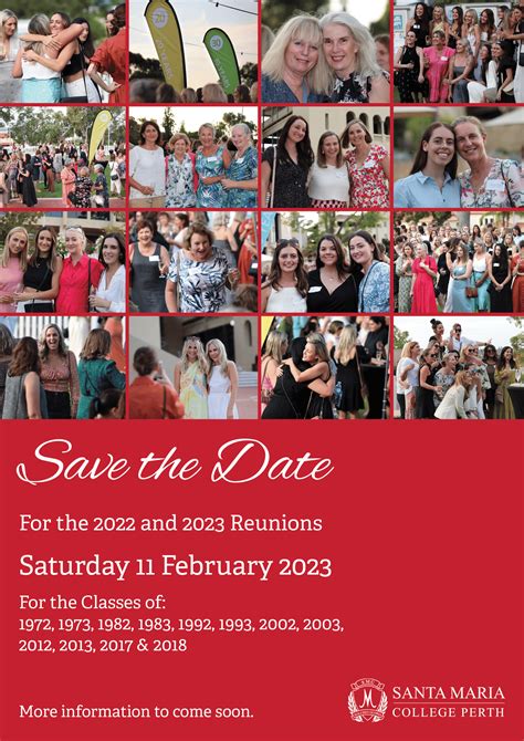 Save the Date: 2023 Reunion - Santa Maria College