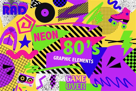 Neon 80s Design Elements Retro 80s Memphis Graphic Design Etsy