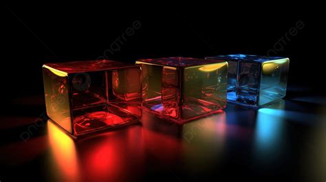 3 Coloured Glass Cubes Background 3d Cubes With Glossy Light Effects Hd Photography Photo