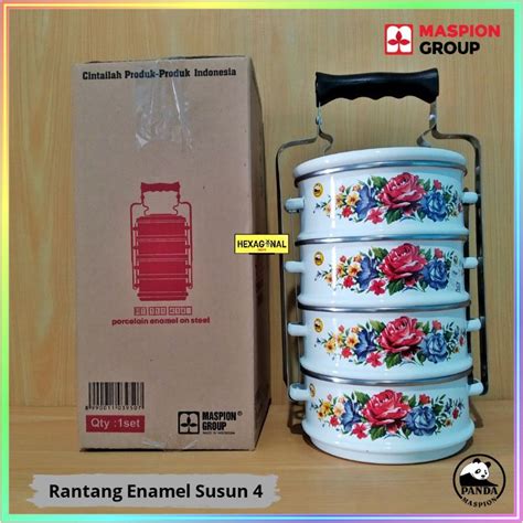 Jual Rantang Enamel Maspion Panda Cm Susun Warna Putih