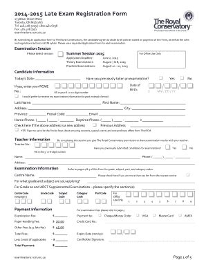 Fillable Online Late Application Form Rcm Examinations Fax Email