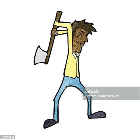 Cartoon Man Swinging Axe Stock Illustration Download Image Now