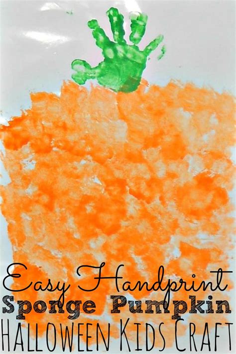 Easy Handprint Sponge Pumpkin Arts And Crafts