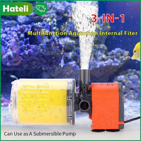 HATELI 12W 18W 25W 35W 3 In 1 FishTank Filter Pump Internal Filter