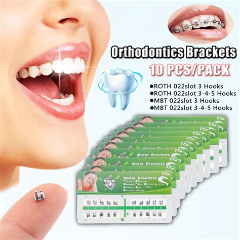 10PCS PACK Dental Orthodontic Stainless Steel Bracket Brace Mini Roth