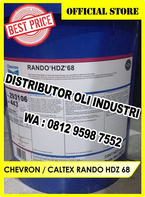 Jual Chevron Rando Hdz 68 Hydraulic And Vacuum Pump Oil Kota Tangerang Distributor