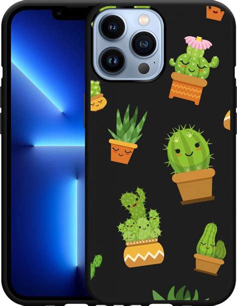 Cazy Hoesje Zwart Geschikt Voor IPhone 13 Pro Max Happy Cactus Bol