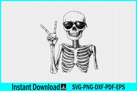 Funny Skeleton Peace Sign Svg Clipart Graphic By Craftabledesign