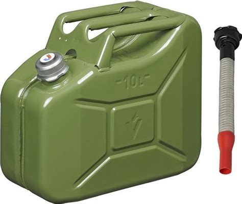 Metalen Jerrycan Legergroen Voor Brandstof Met Magnetische Dop 10 Liter