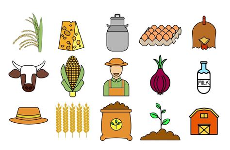 Agriculture icons set. Collection of flat icons such as, rice plant ...