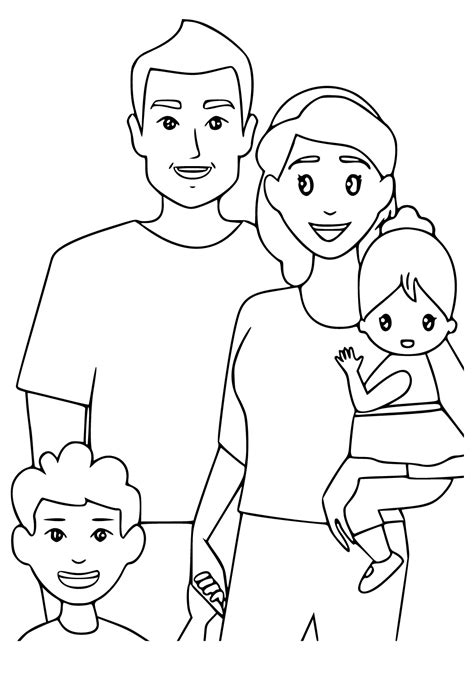 Family Drawing Happy Draw Kids Nuclear Easy People Colors Drawings ...