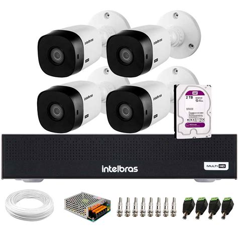 Kit 4 Câmeras Intelbras VHL 1120 B HDCVI Lite HD 720p Lente 3 6mm Visão