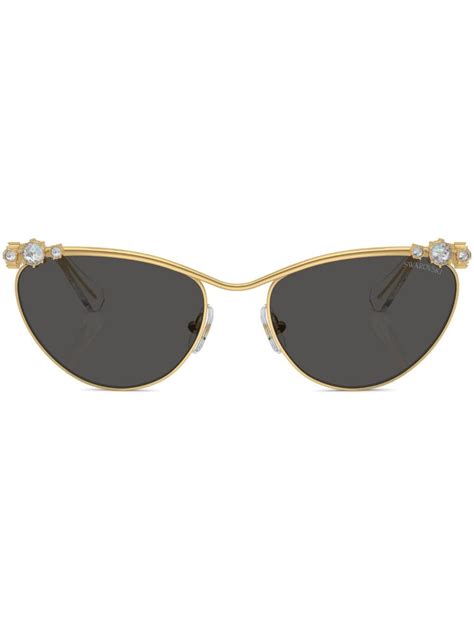 Swarovski Crystal Embellished Cat Eye Sunglasses Gold Farfetch