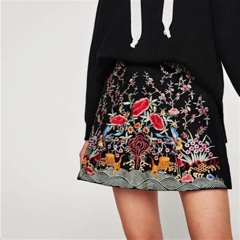 Zara Skirts Zara Embroidered Mini Skirt Poshmark