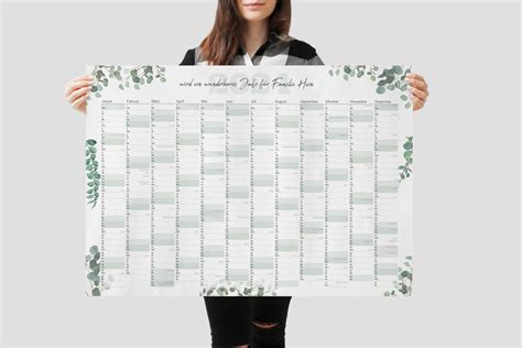 Jahreskalender Wandkalender Personalisiert Din A Oder Etsy