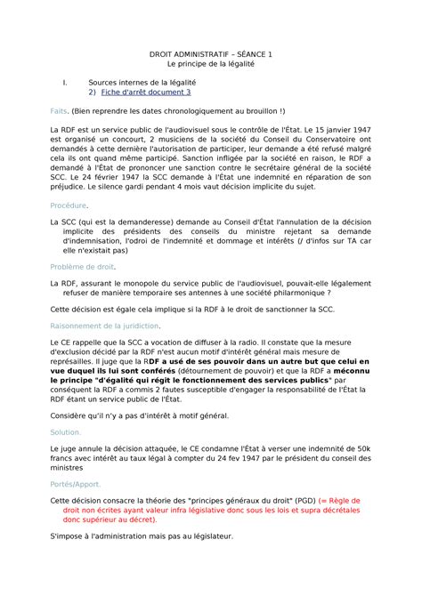 Séance 1 source interne de la légalité DROIT ADMINISTRATIF SÉANCE 1