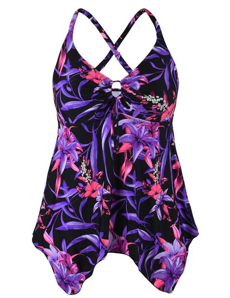 Firpearl Womens Tankini Swimsuits Modest Flowy Crossback Plus Size