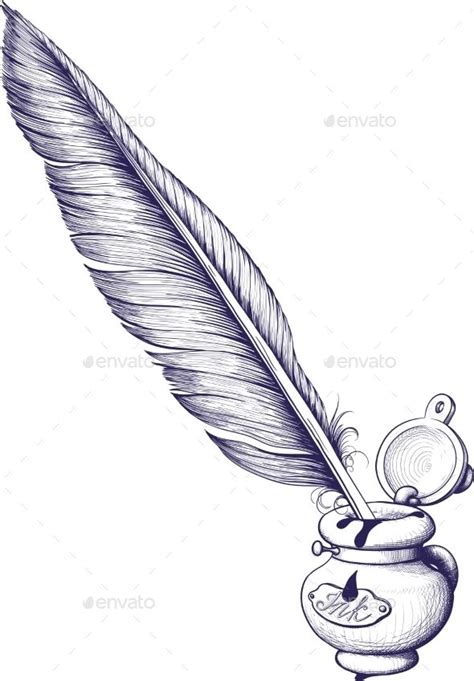 Inkwell And Quill Pen Quill And Ink Ink Pen Drawings Feather Drawing