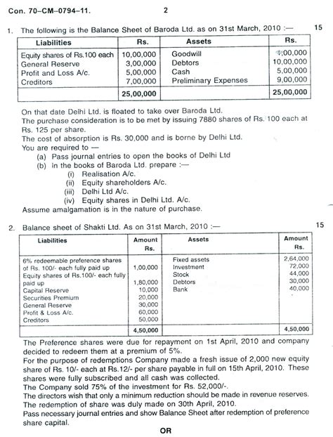 Question Papers Collection Financial Accounting Paper Iv Corporate