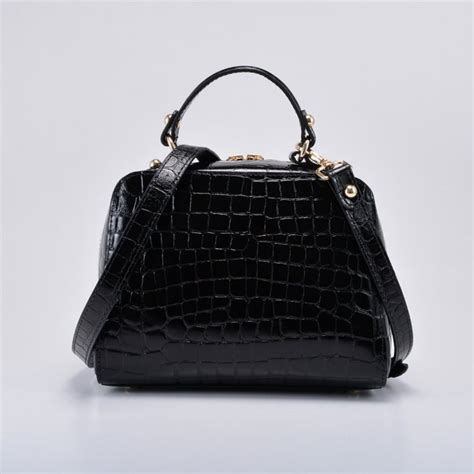 Bolsa Estruturada Couro Croco Preto Jorge Bischoff Sapatos Bolsas E